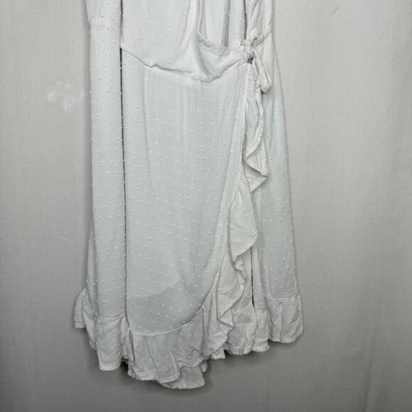 HOLLISTER / white Swiss dot wrap front ruffle dress / L - Picture 4 of 9